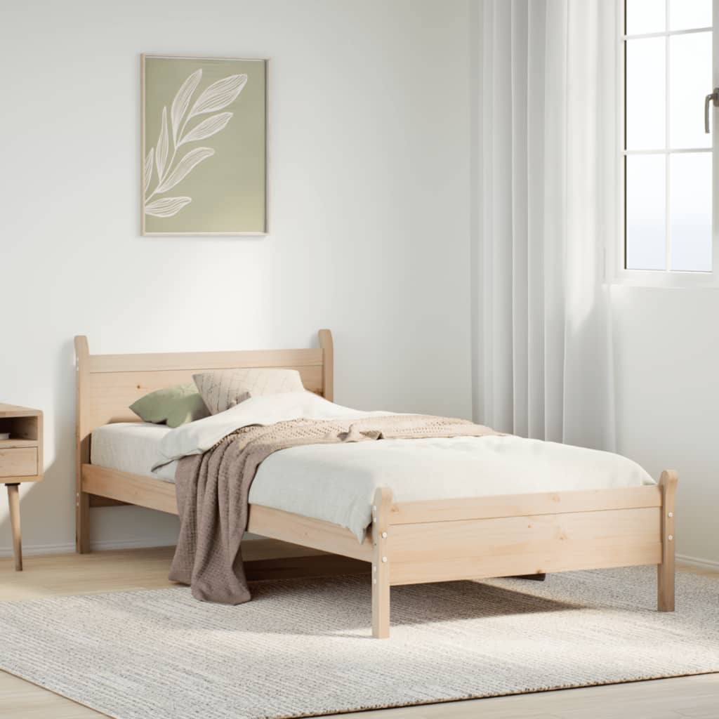 sengeramme uden madras 75x190 cm massivt fyrretræ