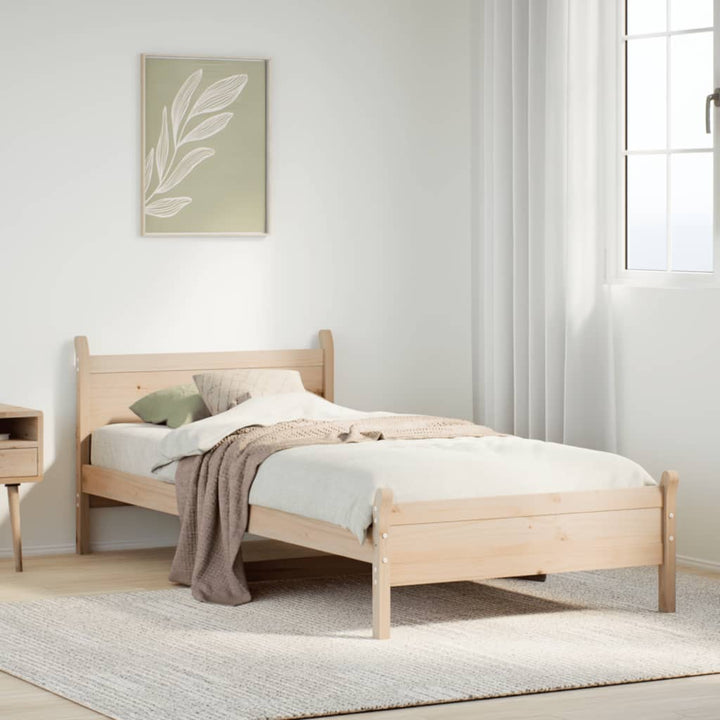 sengeramme uden madras 75x190 cm massivt fyrretræ