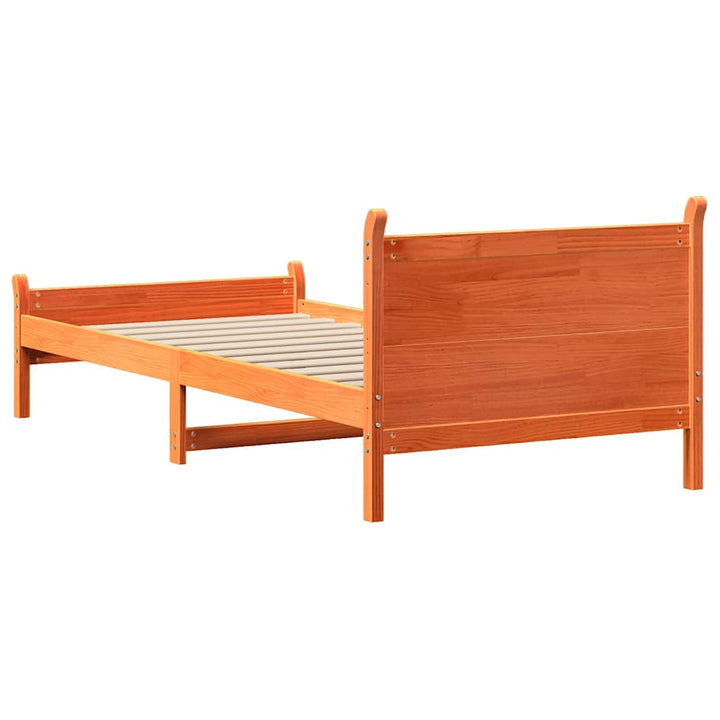 sengeramme uden madras 75x190 cm massivt fyrretræ gyldenbrun