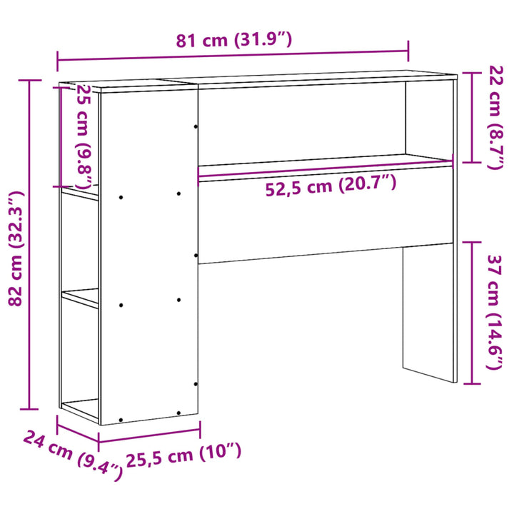 sengegavl med opbevaring 75 cm massivt fyrretræ hvid