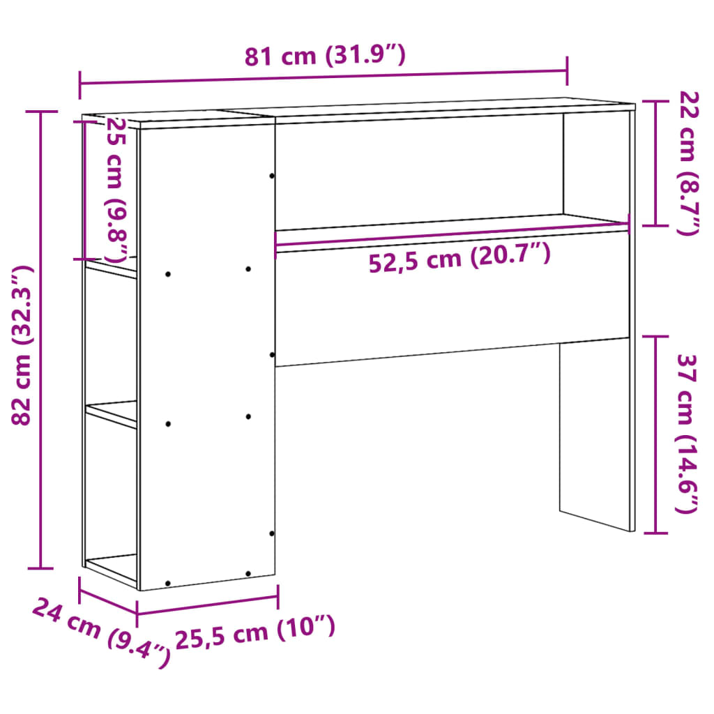 sengegavl med opbevaring 75 cm massivt fyrretræ gyldenbrun