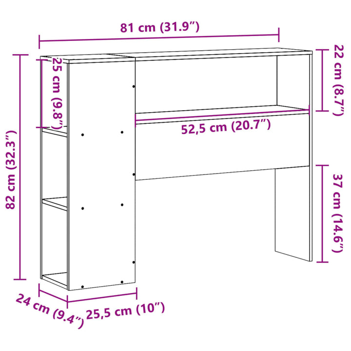 sengegavl med opbevaring 75 cm massivt fyrretræ gyldenbrun