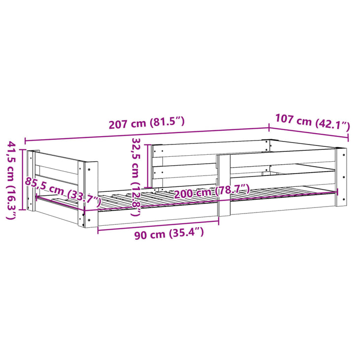 sengeramme uden madras 100x200 cm massivt fyrretræ