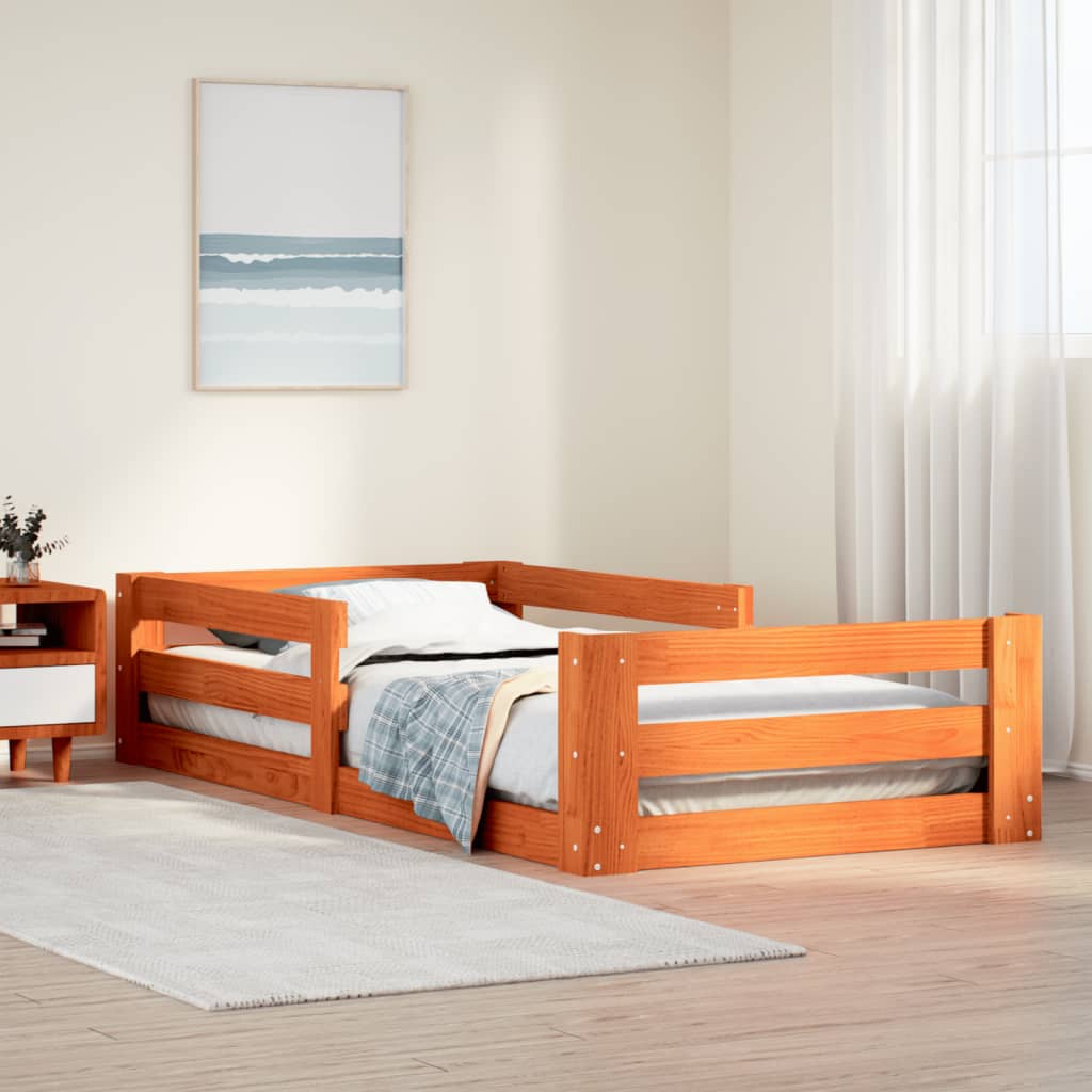 sengeramme uden madras 90x190 cm massivt fyrretræ gyldenbrun