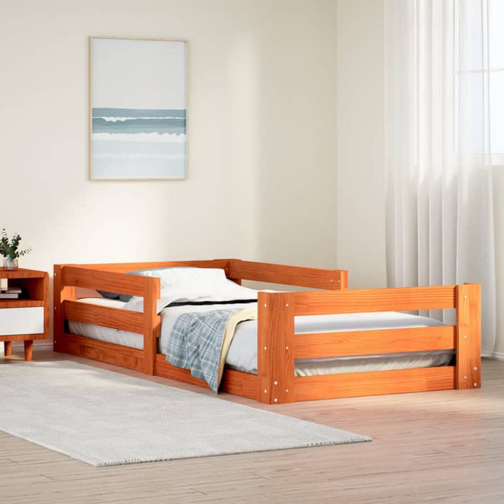 sengeramme uden madras 75x190 cm massivt fyrretræ gyldenbrun