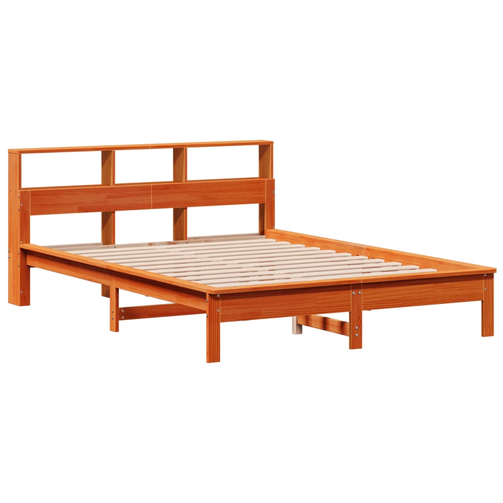 seng med reol uden madras 120x200cm massivt fyrretræ gyldenbrun