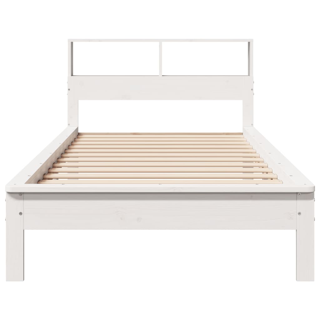 seng med reol uden madras 100x200 cm massivt fyrretræ hvid