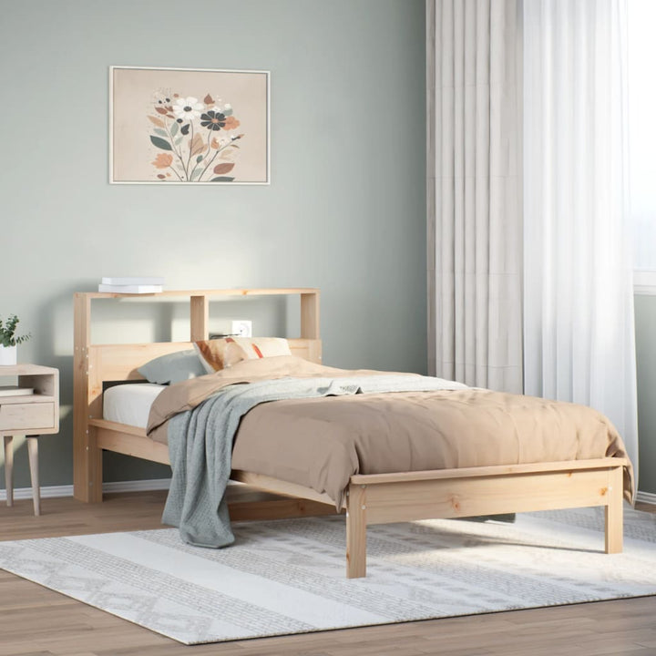 seng med reol uden madras 90x200 cm massivt fyrretræ