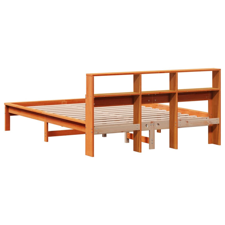 seng med reol uden madras 120x190cm massivt fyrretræ gyldenbrun