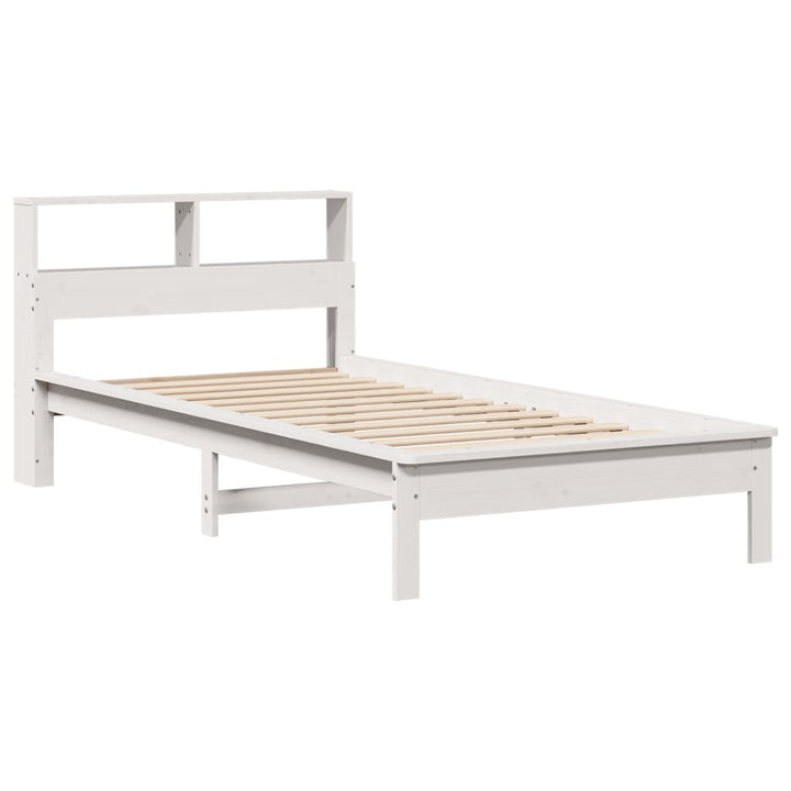 seng med reol uden madras 75x190 cm massivt fyrretræ hvid