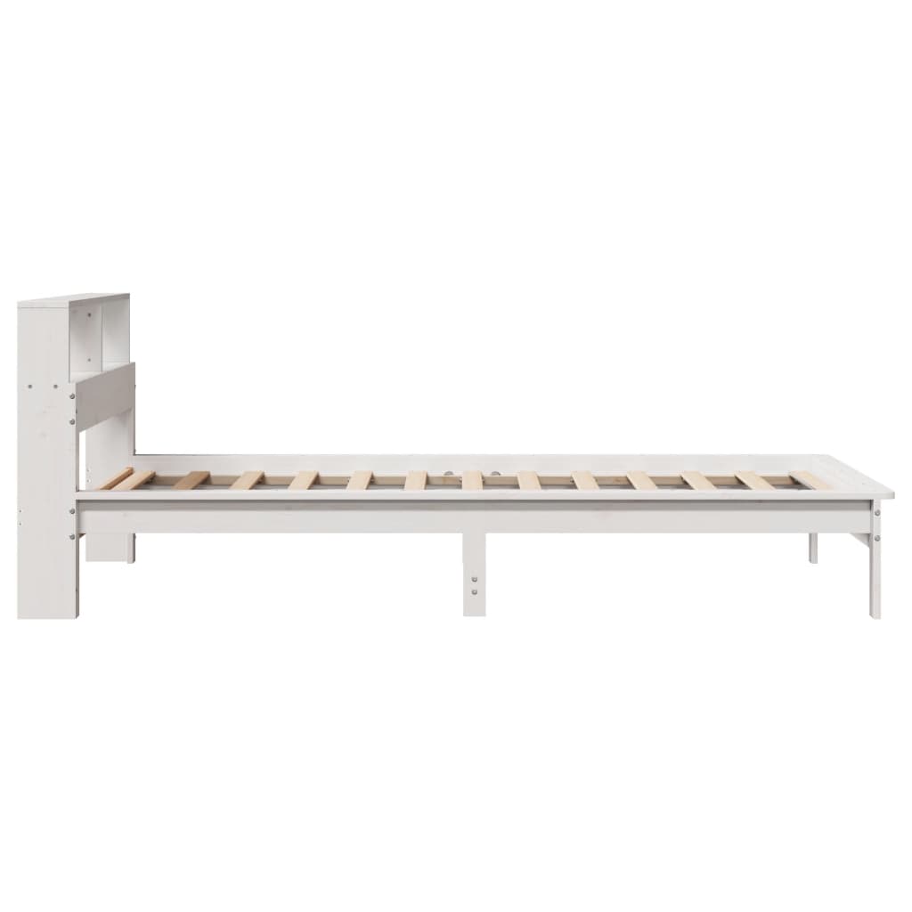 seng med reol uden madras 75x190 cm massivt fyrretræ hvid