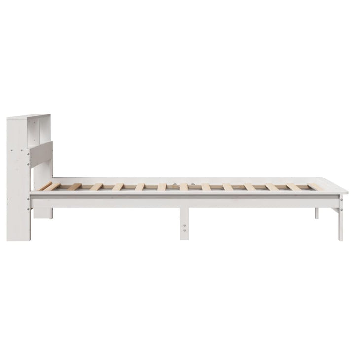 seng med reol uden madras 75x190 cm massivt fyrretræ hvid