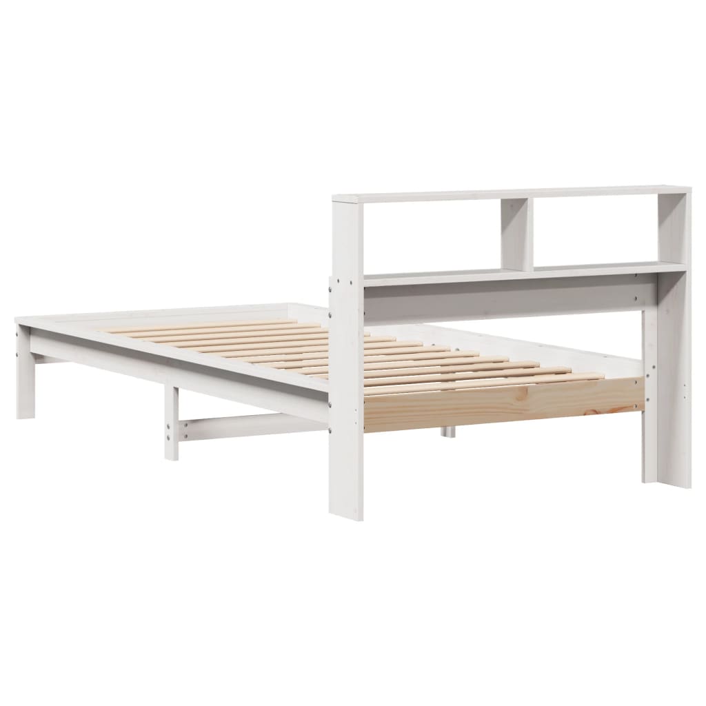 seng med reol uden madras 75x190 cm massivt fyrretræ hvid