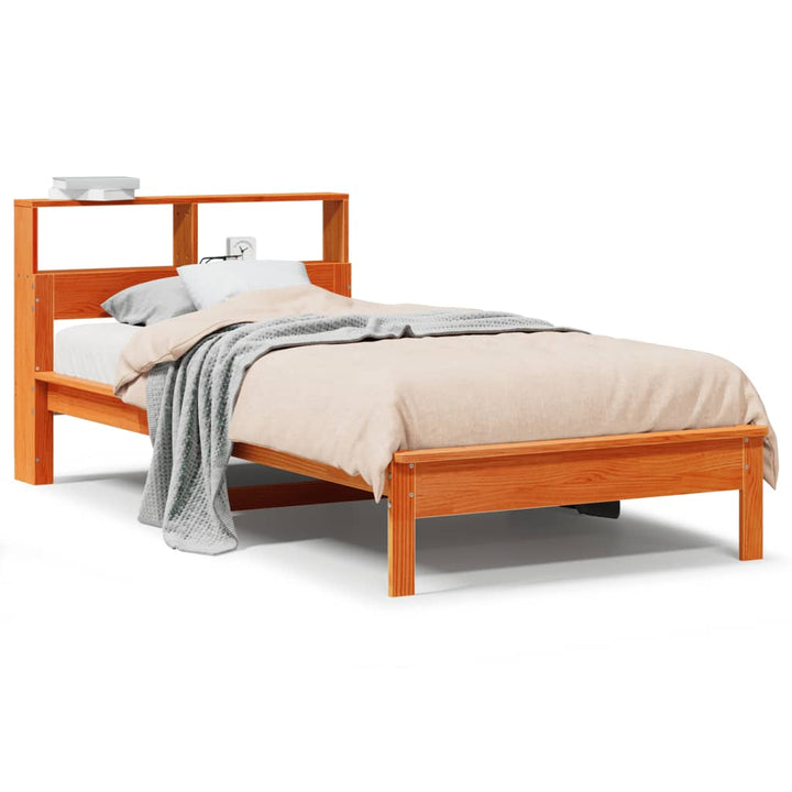 seng med reol uden madras 75x190 cm massivt fyrretræ gyldenbrun
