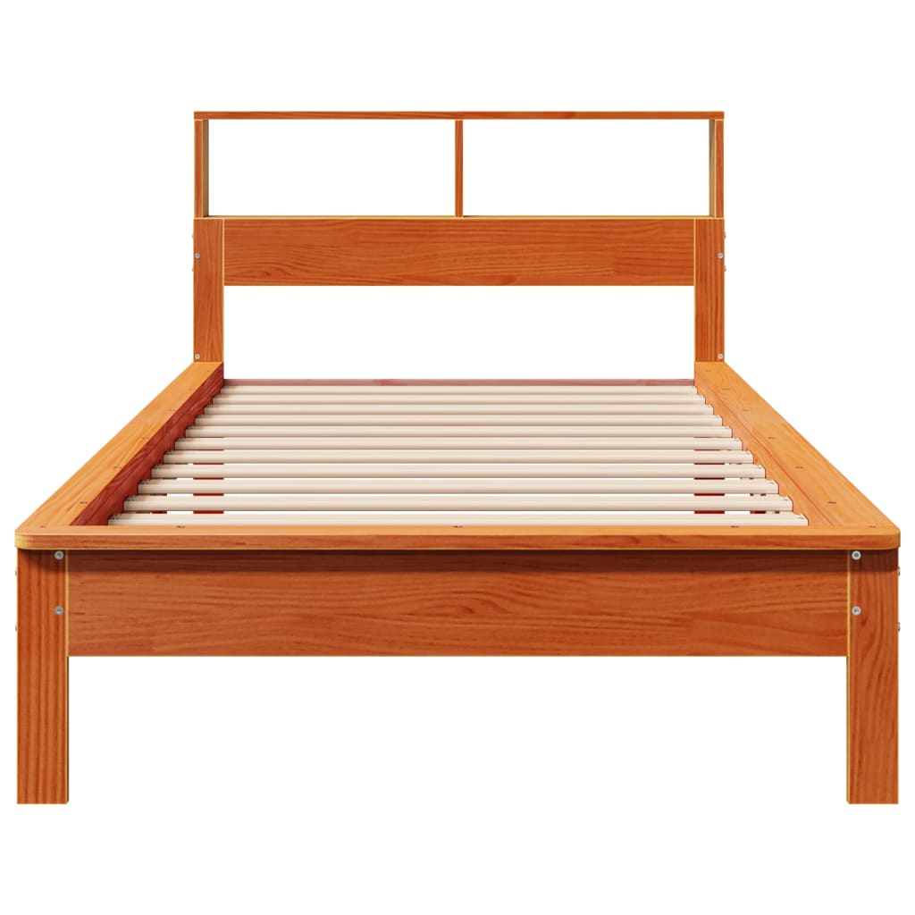 seng med reol uden madras 75x190 cm massivt fyrretræ gyldenbrun