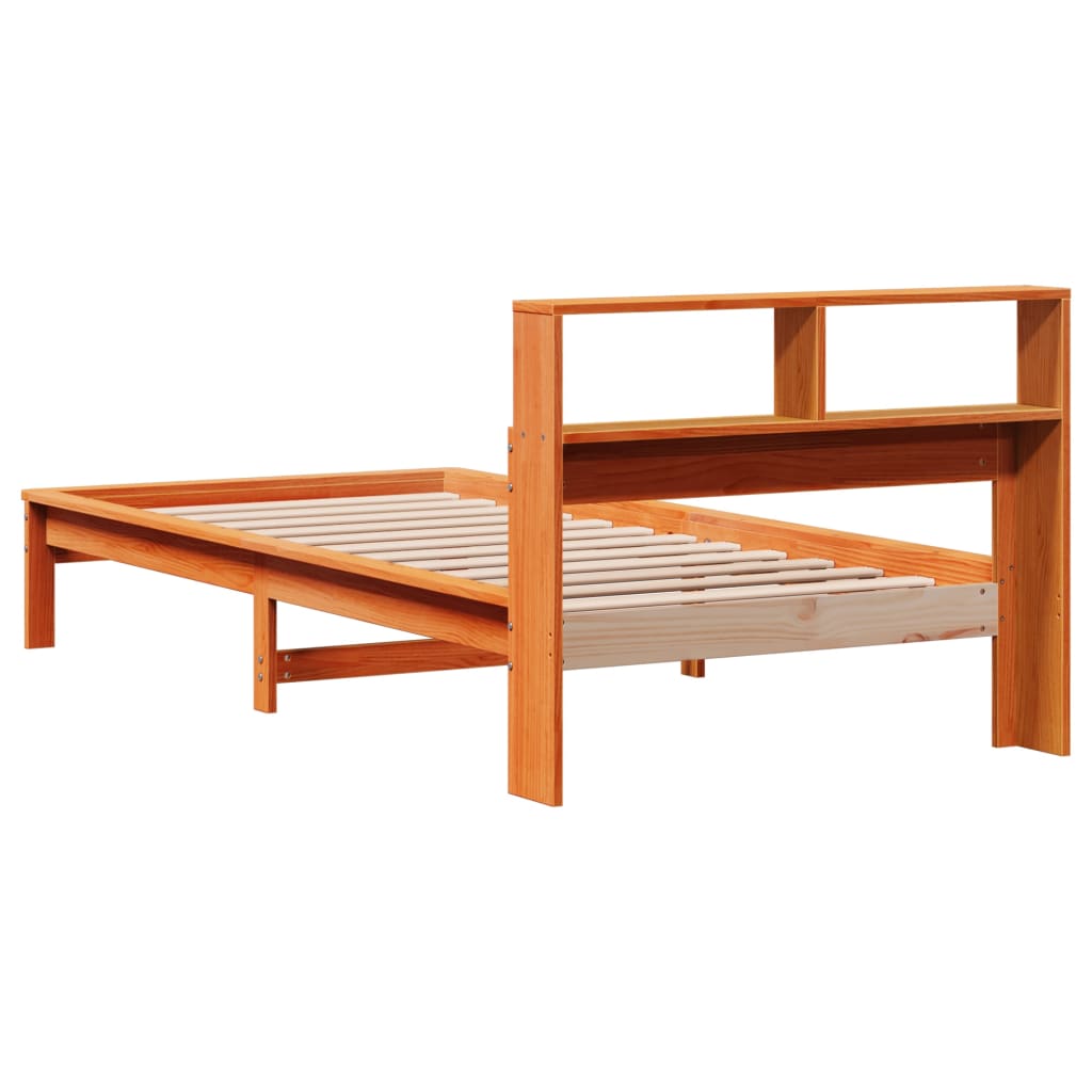 seng med reol uden madras 75x190 cm massivt fyrretræ gyldenbrun