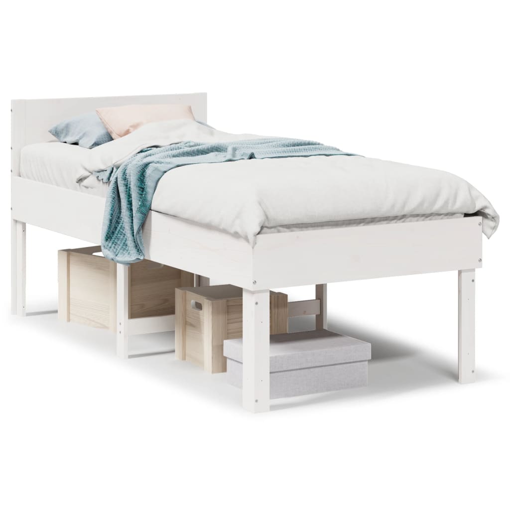 sengeramme uden madras 90x190 cm massivt fyrretræ hvid