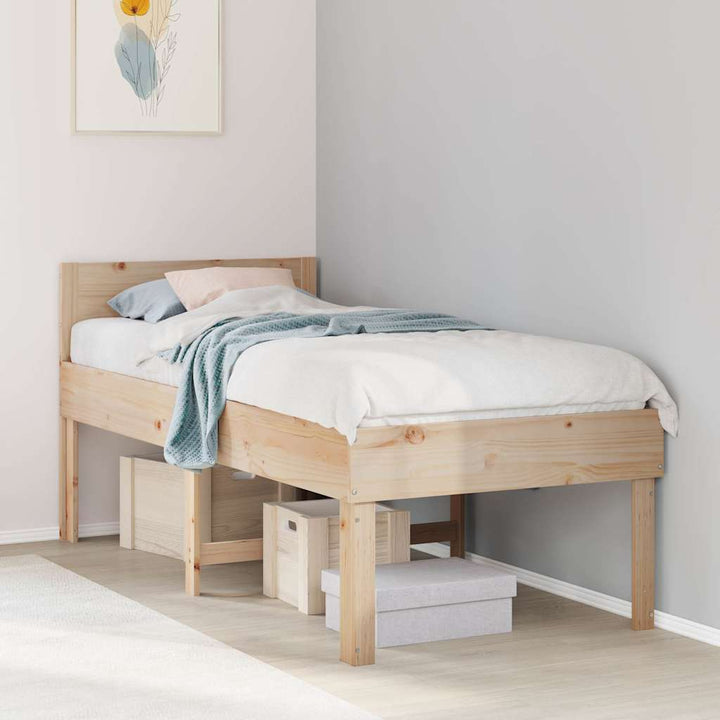 sengeramme uden madras 75x190 cm massivt fyrretræ