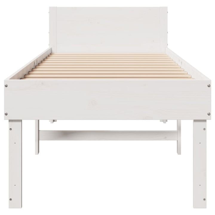 sengeramme uden madras 75x190 cm massivt fyrretræ hvid