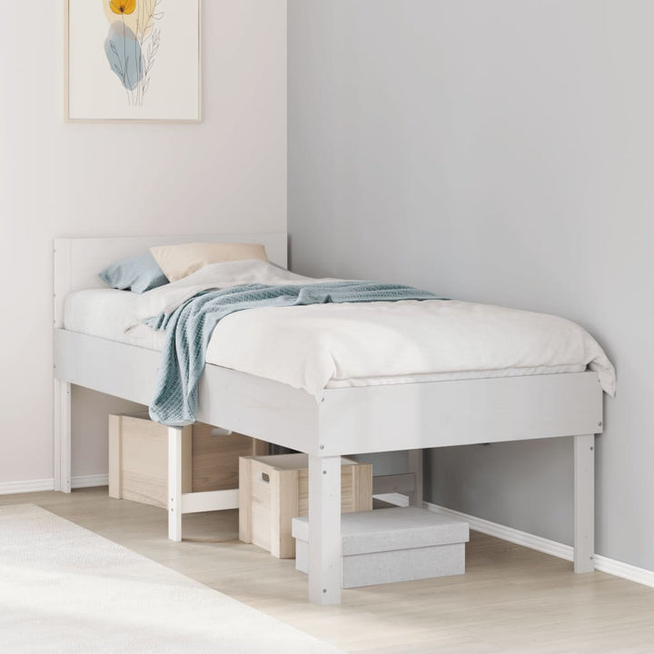 sengeramme uden madras 75x190 cm massivt fyrretræ hvid