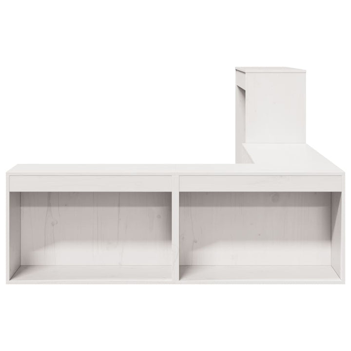 sengebord med skrivebord hvid 232x122x75 cm massivt træ fyrretræ
