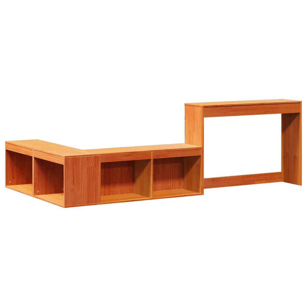 sengebord med skrivebord 222x122x75 cm massivt fyrretræ