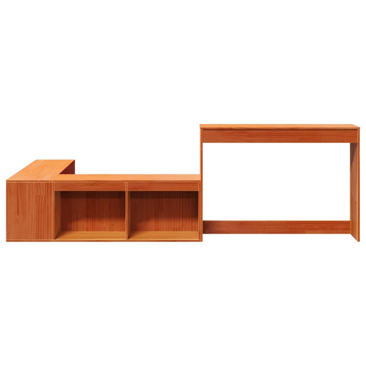 sengebord med skrivebord 222x122x75 cm massivt fyrretræ