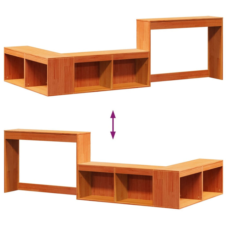 sengebord med skrivebord 222x122x75 cm massivt fyrretræ