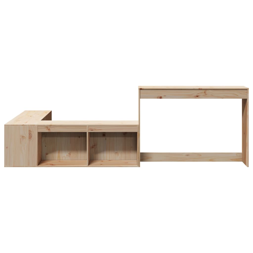 sengebord med skrivebord 222x107x75 cm massivt fyrretræ