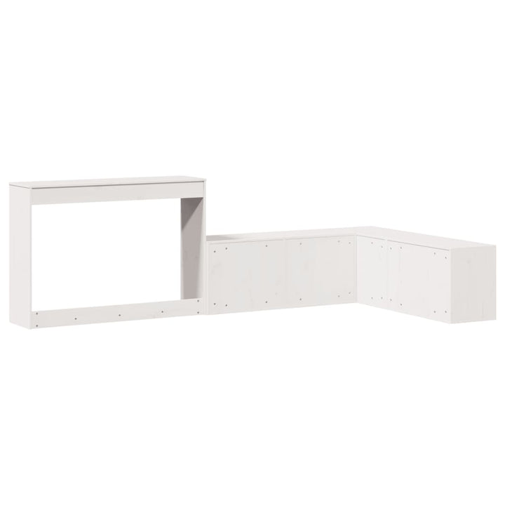 sengebord med skrivebord 222x107x75 cm massivt fyrretræ hvid