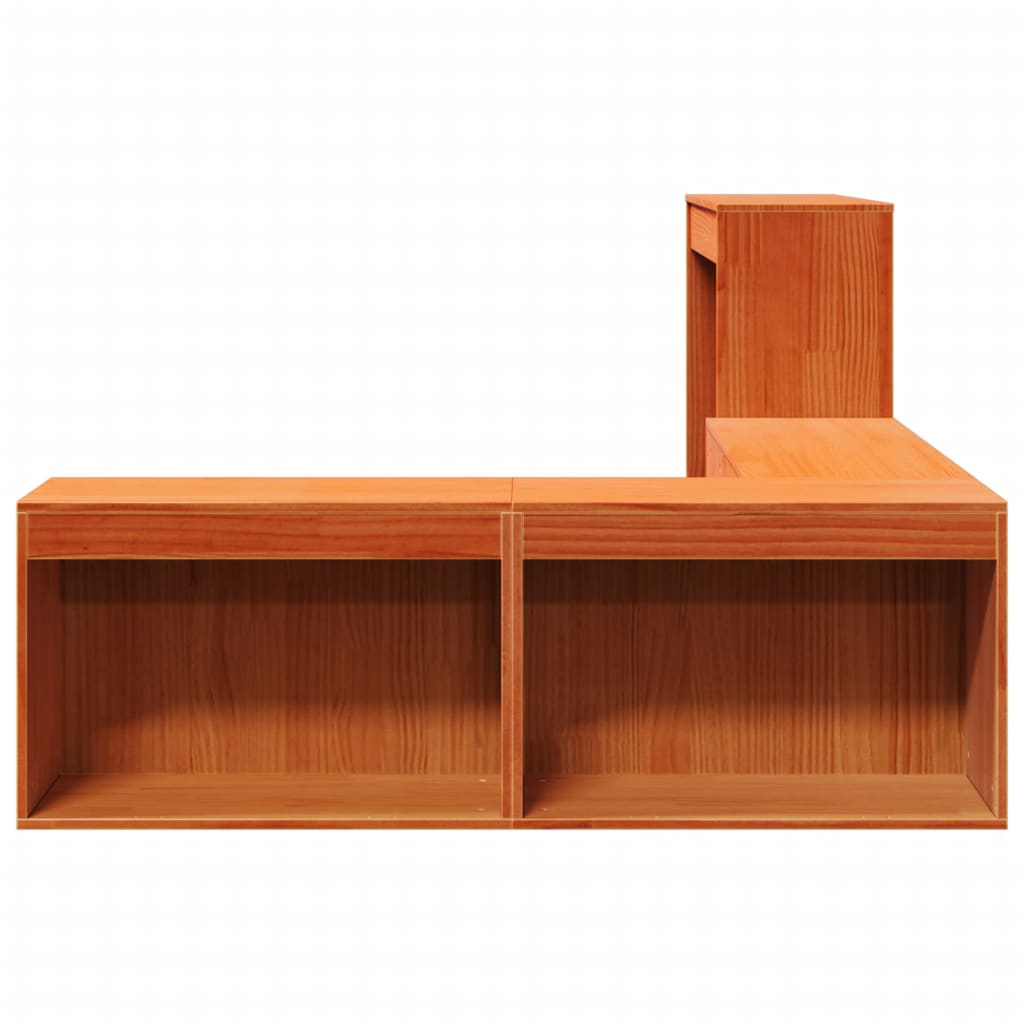 sengebord med skrivebord 222x107x75 cm massivt fyrretræ