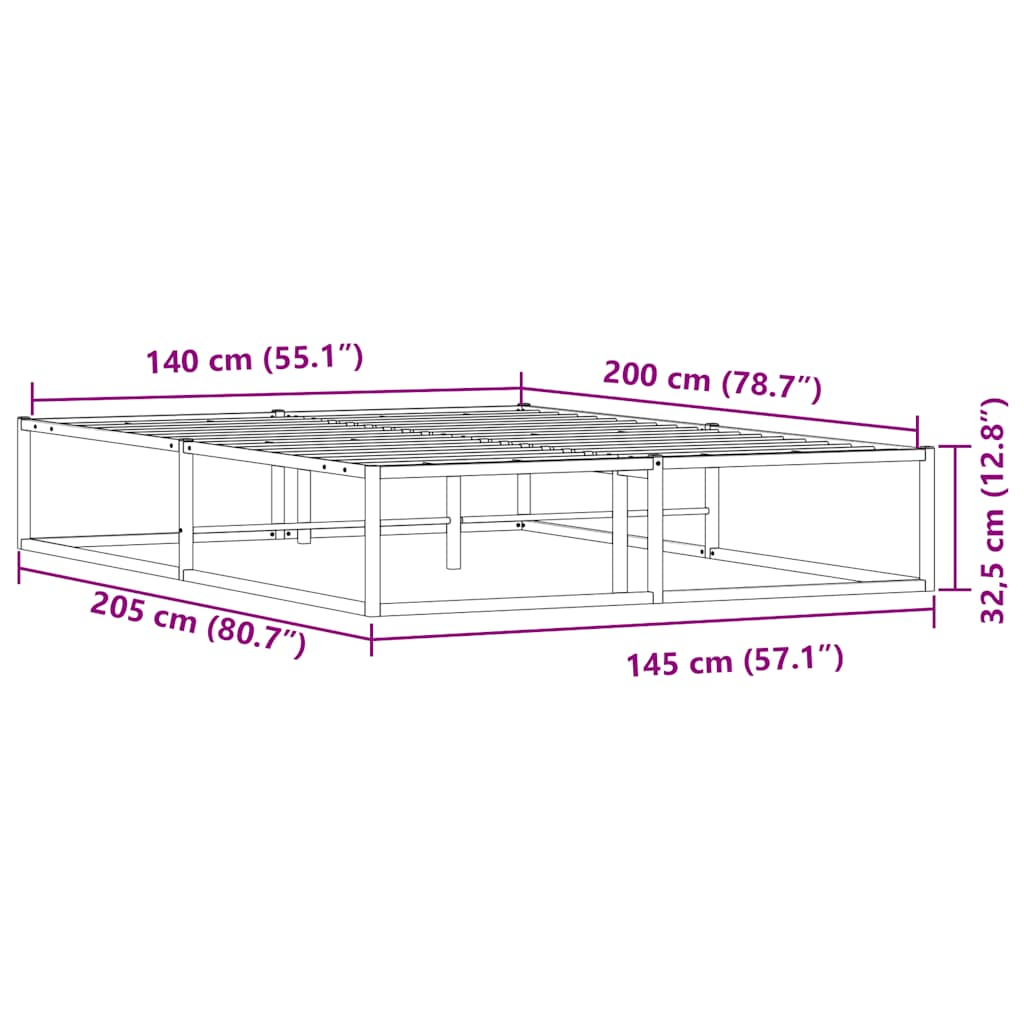 sengeramme uden madras 140x200 cm metal hvid