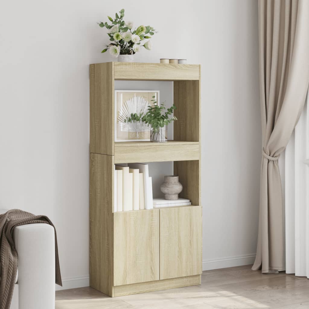 højskab 63x33x140 cm konstrueret træ sonoma-eg
