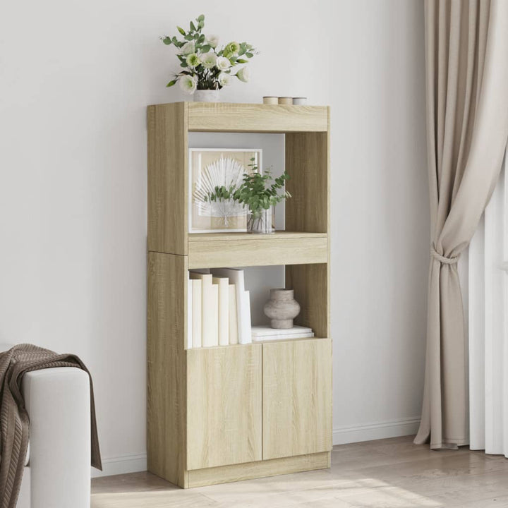 højskab 63x33x140 cm konstrueret træ sonoma-eg