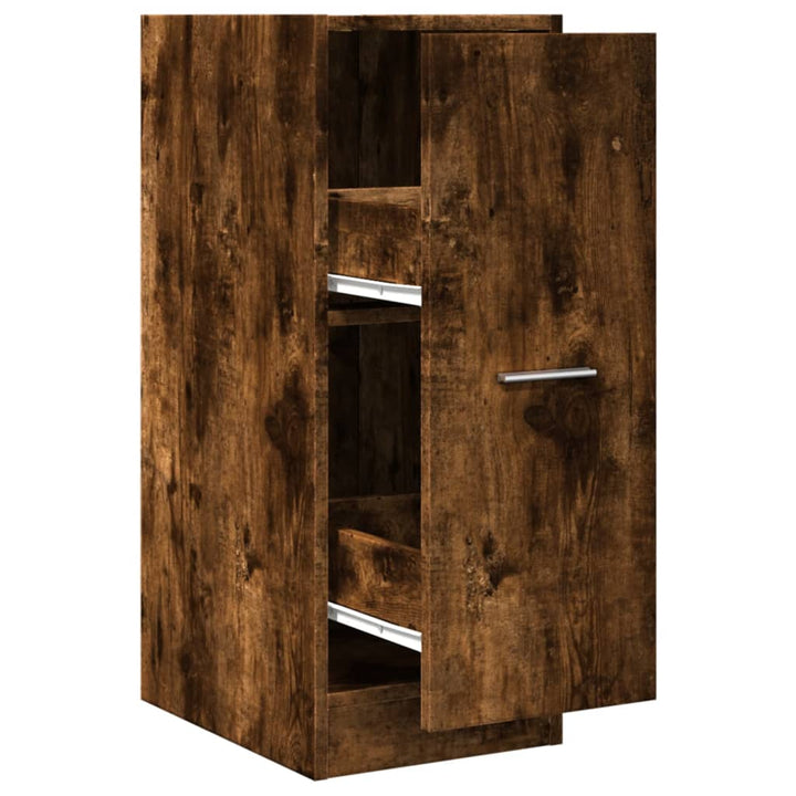 apotekerskab 30x41x77,5 cm konstrueret træ røget egetræsfarve