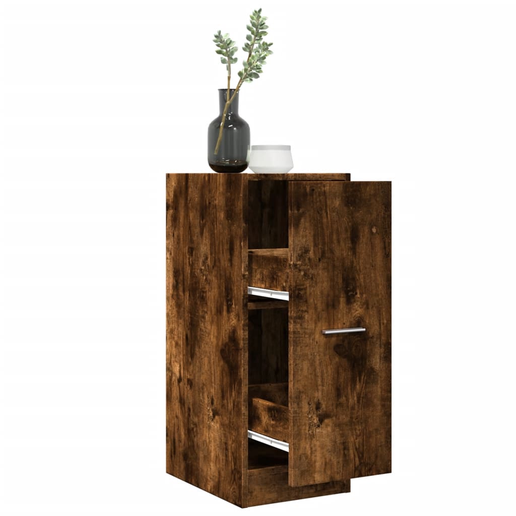 apotekerskab 30x41x77,5 cm konstrueret træ røget egetræsfarve