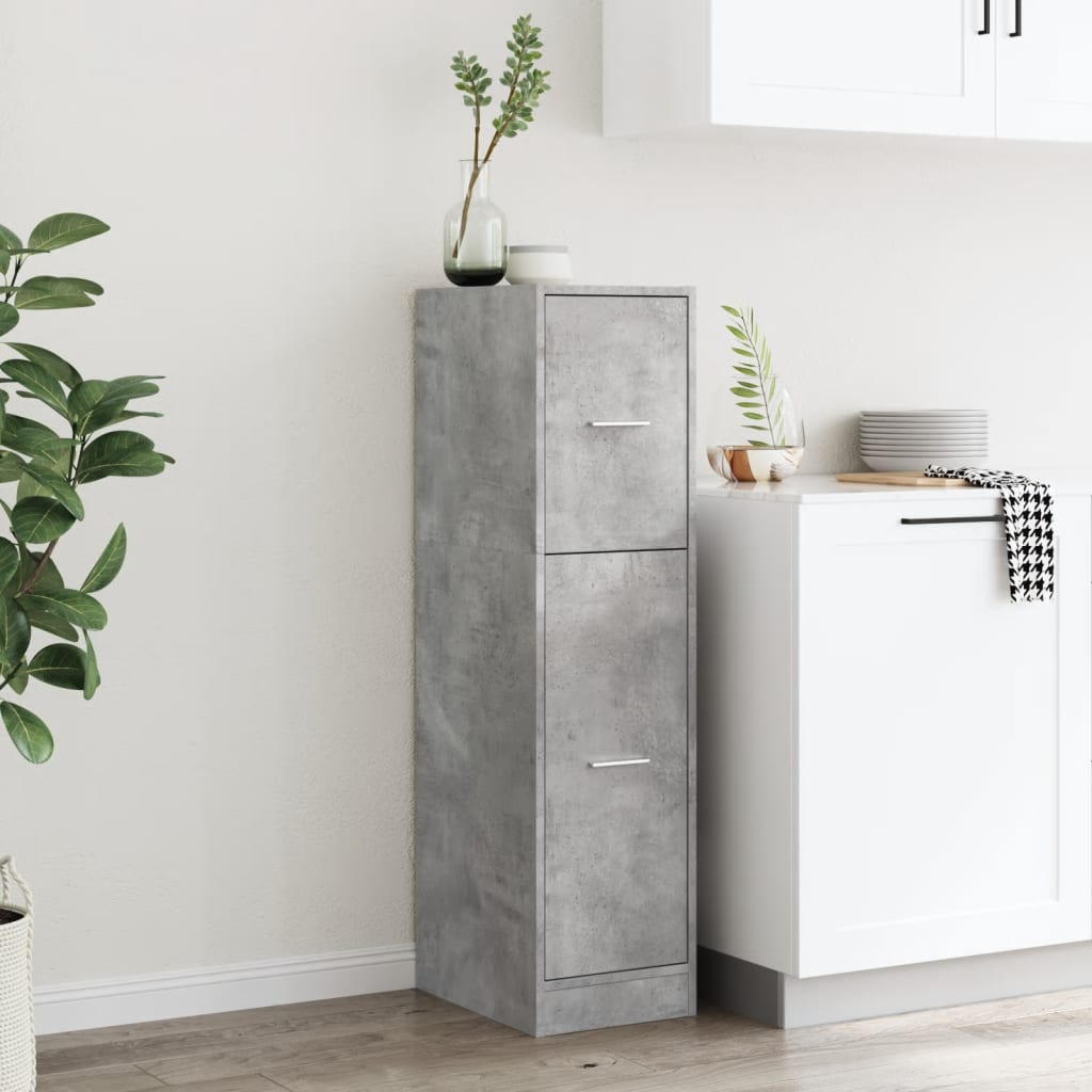 apotekerskab 30x41x118 cm konstrueret træ betongrå