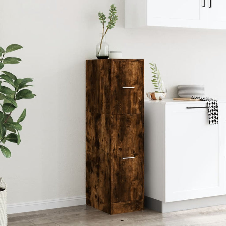 apotekerskab 30x41x118 cm konstrueret træ røget egetræsfarve