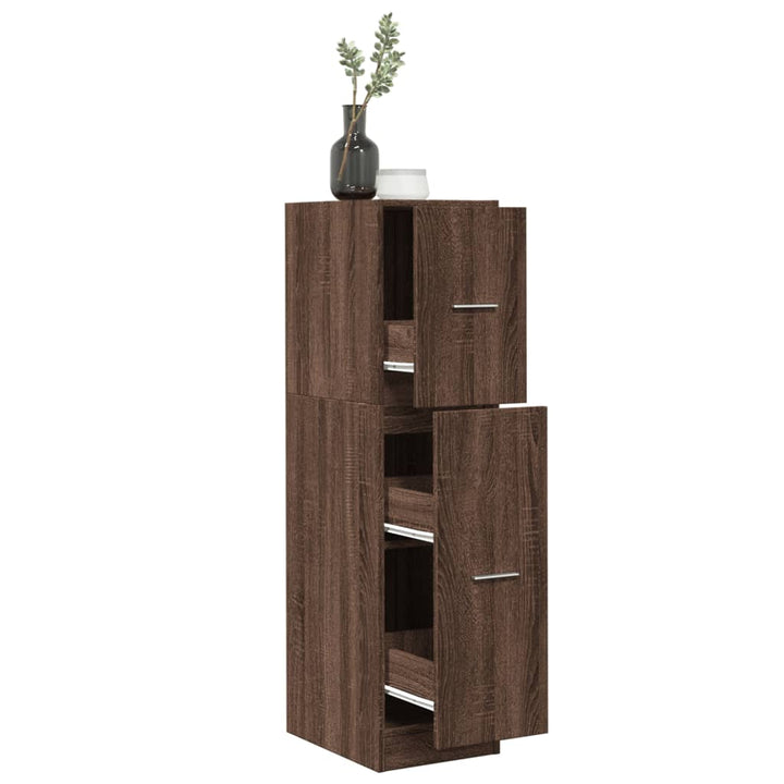 apotekerskab 30x41x118 cm konstrueret træ brun egetræsfarve