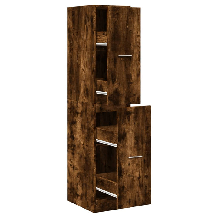 apotekerskab 30x41x144,5 cm konstrueret træ røget egetræsfarve