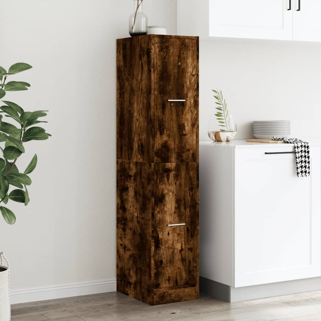 apotekerskab 30x41x144,5 cm konstrueret træ røget egetræsfarve