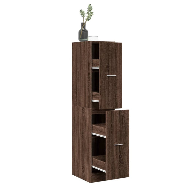 apotekerskab 30x41x144,5 cm konstrueret træ brun egetræsfarve