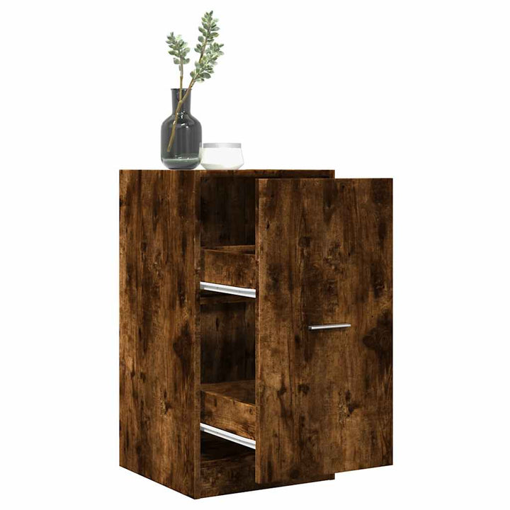 apotekerskab 40x41x77,5 cm konstrueret træ røget egetræsfarve