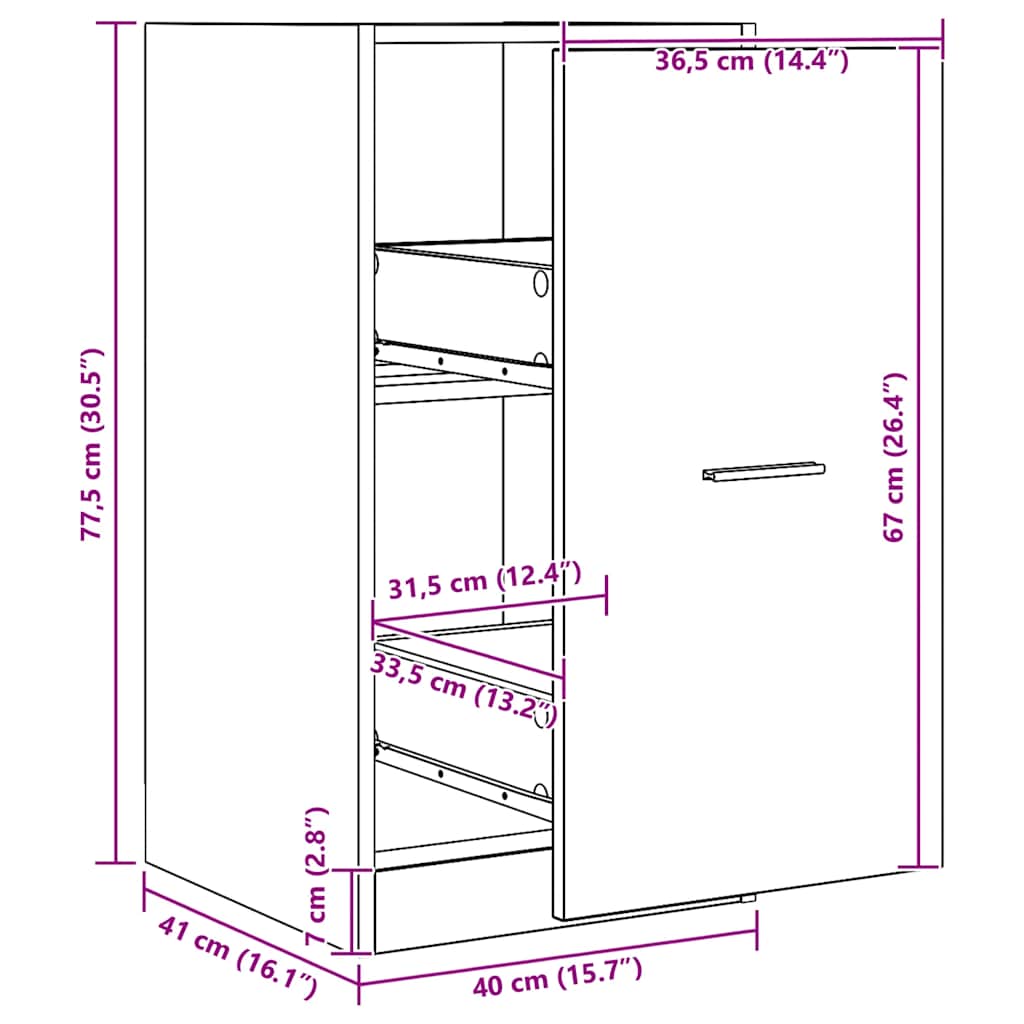 apotekerskab 40x41x77,5 cm konstrueret træ egetræsfarve