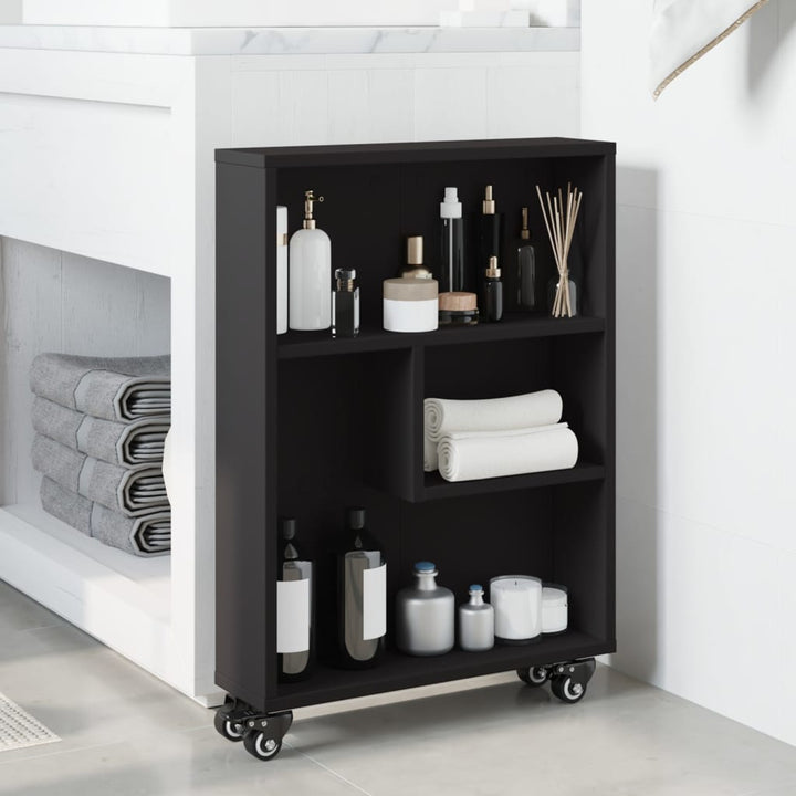 smal opbevaringsvogn 48x13x68 cm konstrueret træ sort