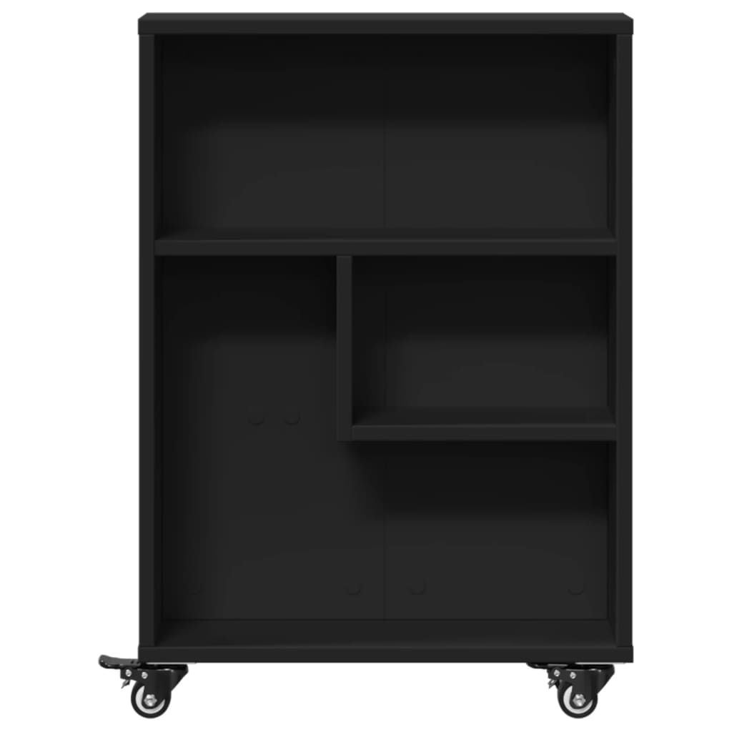 smal opbevaringsvogn 48x13x68 cm konstrueret træ sort
