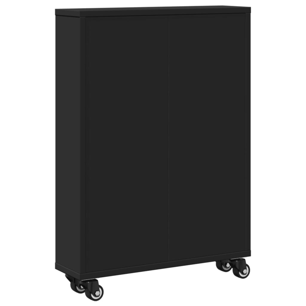 smal opbevaringsvogn 48x13x68 cm konstrueret træ sort
