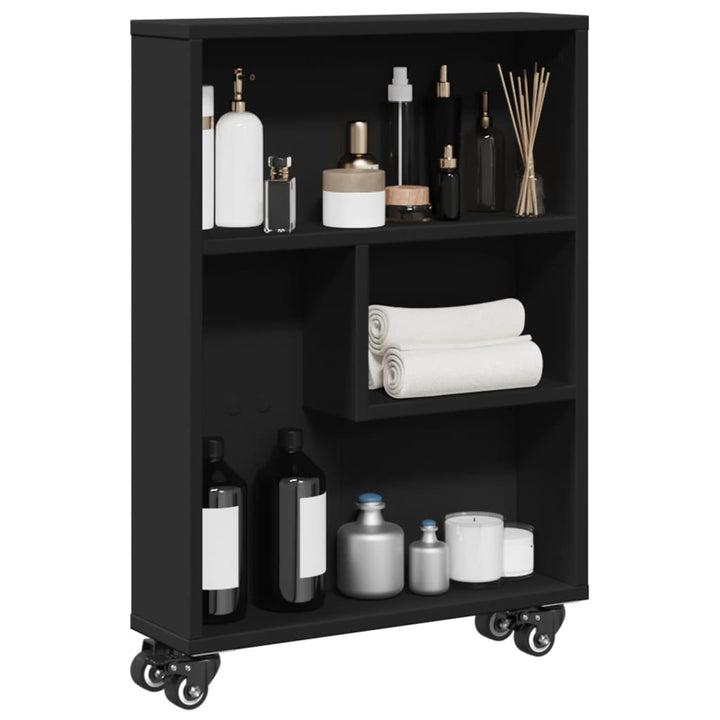 smal opbevaringsvogn 48x13x68 cm konstrueret træ sort
