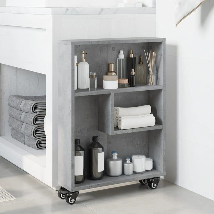 smal opbevaringsvogn 48x13x68 cm konstrueret træ betongrå