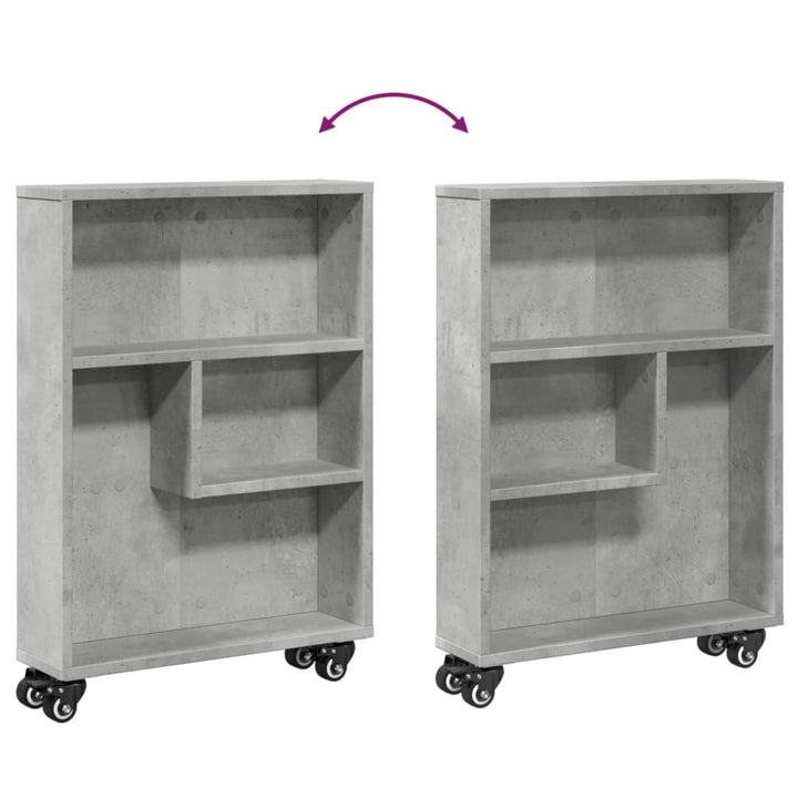 smal opbevaringsvogn 48x13x68 cm konstrueret træ betongrå